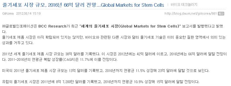 세계줄기세포시장